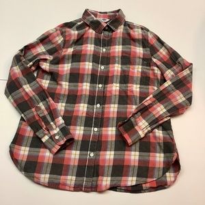 Blush & Grey Plaid Flannel Shirt